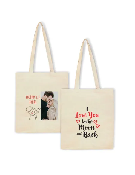 Eko Torba Nadrukiem Napis Walentynki Love You z Nadrukiem