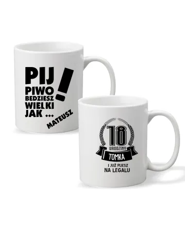 Kubek z Imieniem Pij Piwo Będziesz Wielki Jak z Nadrukiem