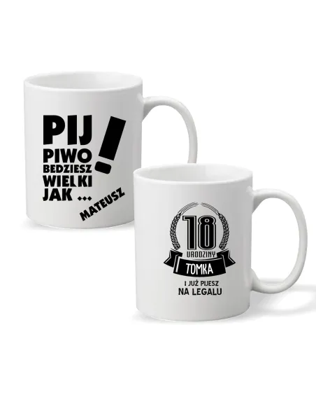 Kubek z Imieniem Pij Piwo Będziesz Wielki Jak z Nadrukiem