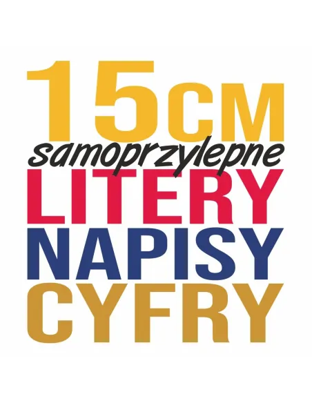 Litery Napisy Cyfry Samoprzylepne Naklejki z Folii 15 cm