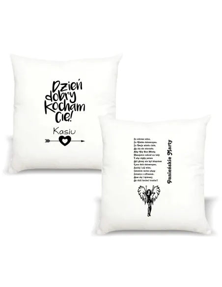 Poduszka z Nadrukiem Personalizowany Dzień Dobry Kocham Cię