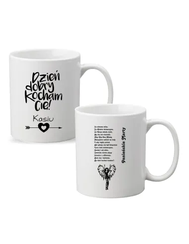 Kubek z Nadrukiem Personalizowany Dzień Dobry Kocham Cię