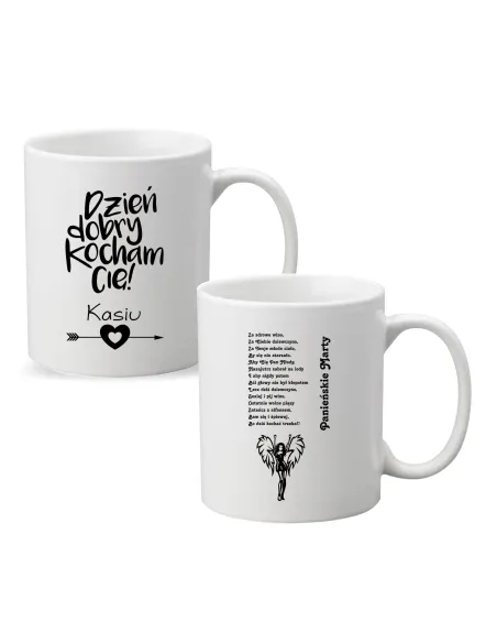 Kubek z Nadrukiem Personalizowany Dzień Dobry Kocham Cię