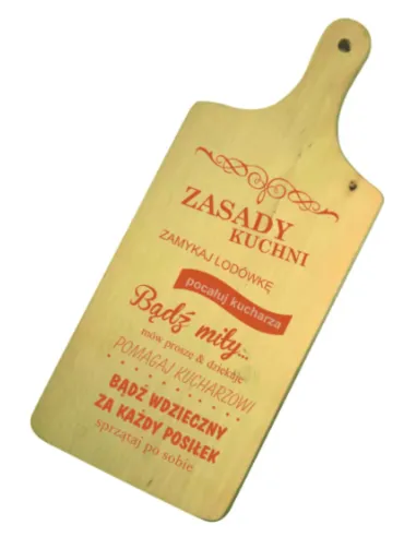 Deska do Krojenia Grawerem Cytaty Zasady Kuchni z Grawerem