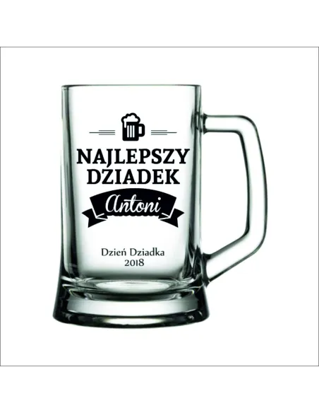 Kufel do Piwa Grawerem Prezent Dzień Dziadka z Grawerem