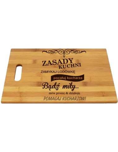 Deska do Krojenia z Grawerem na Prezent Zasady Kuchni