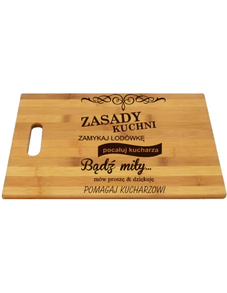Deska do Krojenia z Grawerem na Prezent Zasady Kuchni