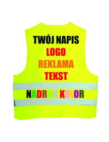 Kamizelki Odblaskowe z Nadrukiem Tył Napis logo z logo