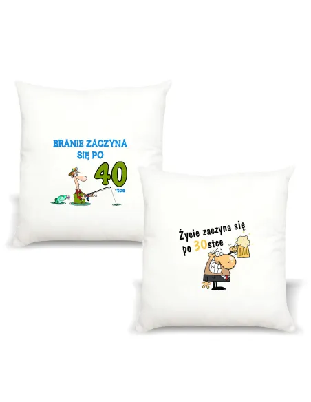 Poduszka z Nadrukiem Branie Zaczyna Się po 40 – Tce