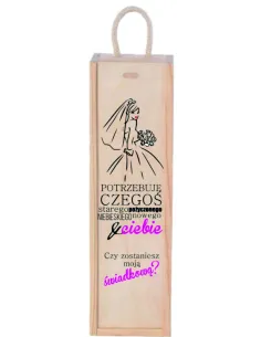 Skrzynka na Wino Prezent Świadkowej Prośba z Nadrukiem