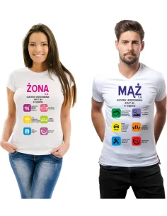 Koszulka z Nadrukiem Zestaw dla Par Mąż Sa. Żona Sa