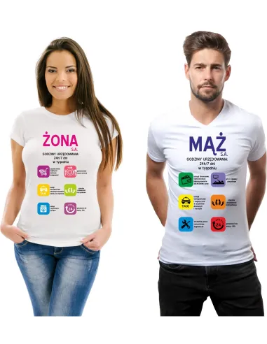 Koszulka z Nadrukiem Zestaw dla Par Mąż Sa. Żona Sa