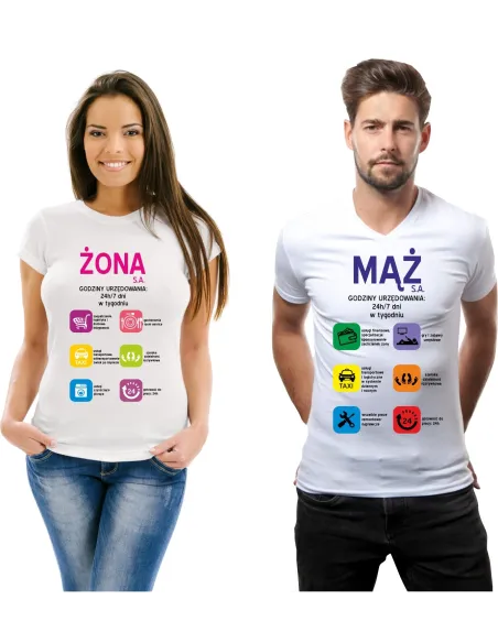 Koszulka z Nadrukiem Zestaw dla Par Mąż Sa. Żona Sa