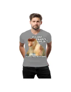Koszulka z Nadrukiem Janusz Pisiont Twarzy Greja Grażynka