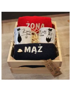 Prezent na Ślub Rocznicę Ręczniki Haftem + Kubki – Ślub