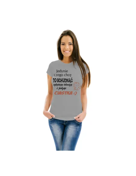 Koszulka z Nadrukiem Jedyne Czego Chcę Schudnąc Oglądając