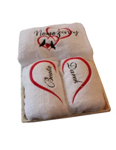 Prezent Ślubny Ręczniki Haftem + Kubki Personalizowany