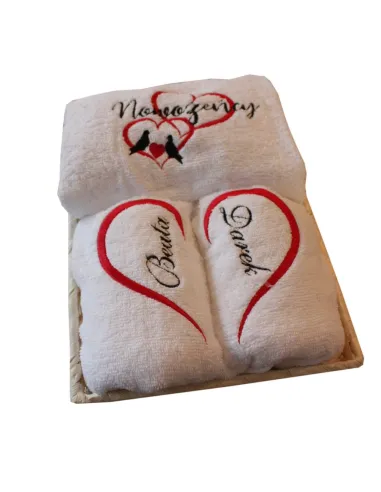 Prezent Ślubny Ręczniki Haftem + Kubki Personalizowany