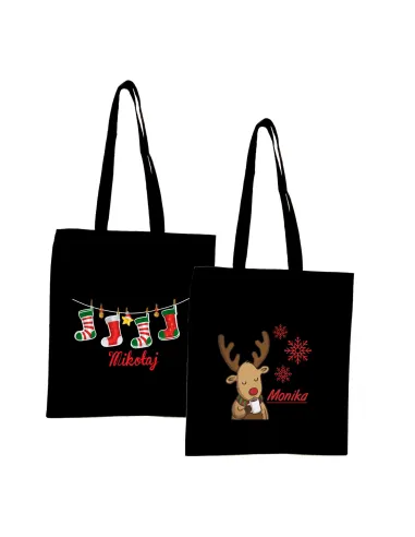 Eko Torba Imieniem Prezent Świąteczny Renifer z Nadrukiem