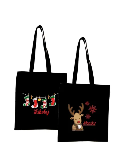 Eko Torba Imieniem Prezent Świąteczny Renifer z Nadrukiem