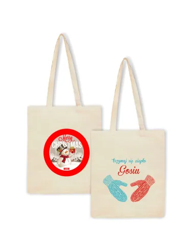 Eko Torba Nadrukiem Świątecznym Merry Christmas z Nadrukiem