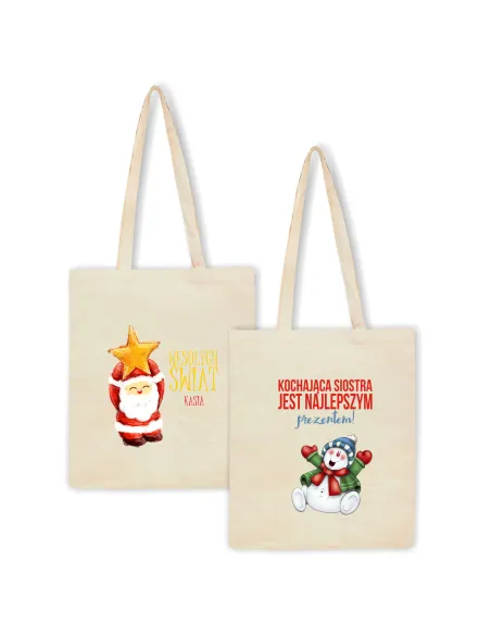 Eko Torba Nadrukiem Świątecznym Wesołych Personalizowany