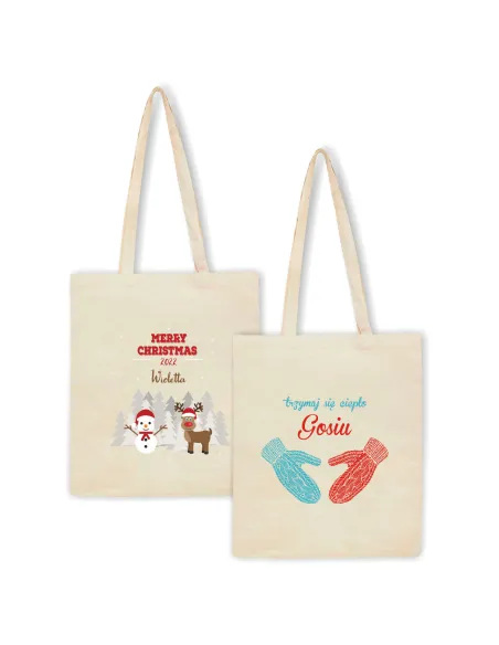 Eko Torba z Imieniem Napis Trzymaj Się Ciepło z Nadrukiem