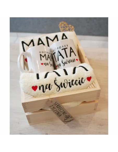 Zestaw – Prezentowy Rodziców Mamy Taty Ręczniki Haftem