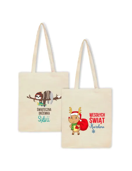 Eko Torba z Imieniem Napis Świąteczna Drzemka z Nadrukiem