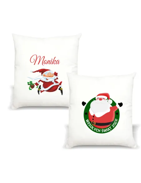 Poduszka z Imieniem Prezent Świąteczny Mikołaj z Nadrukiem