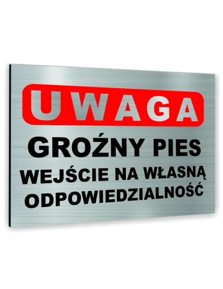 Znak Tablica Informacyjna Dibond – Uwaga Groźny Pies