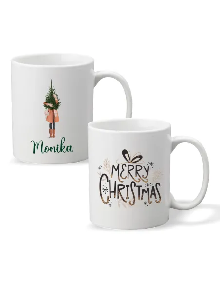Kubek Imieniem Prezent Świąteczny Choinka Personalizowany