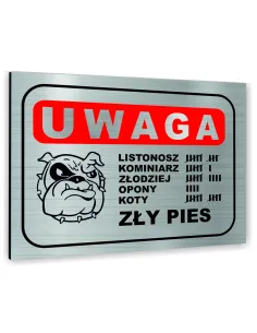 Znak Tablica Informacyjna Dibond – Uwaga Zły Pies Reklamowy