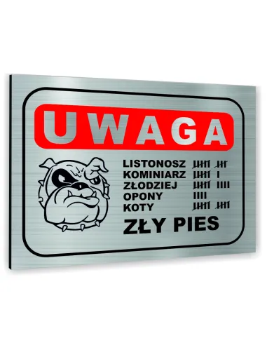 Znak Tablica Informacyjna Dibond – Uwaga Zły Pies Reklamowy