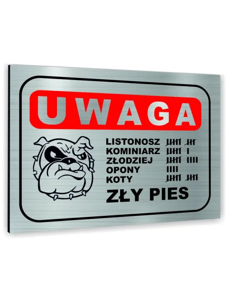 Znak Tablica Informacyjna Dibond – Uwaga Zły Pies Reklamowy