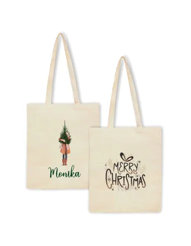 Eko Torba Imieniem Prezent Świąteczny Choinka z Nadrukiem