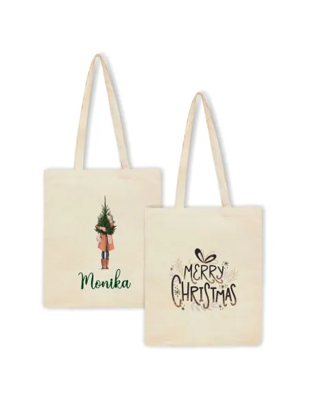 Eko Torba Imieniem Prezent Świąteczny Choinka z Nadrukiem