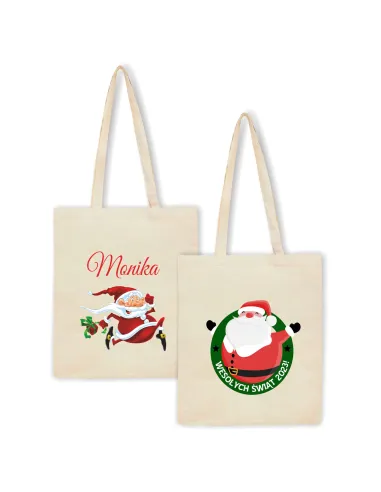 Eko Torba z Imieniem Prezent Świąteczny Mikołaj z Nadrukiem