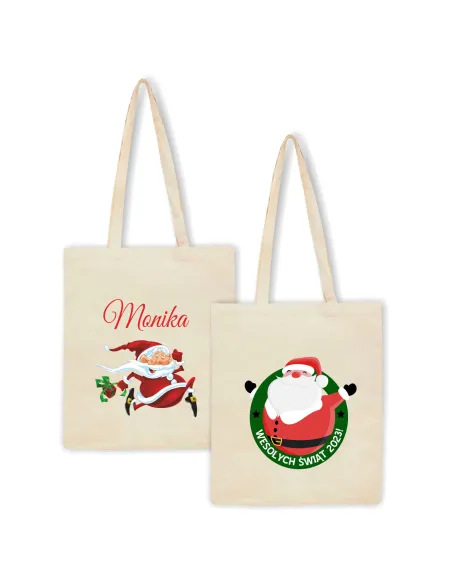 Eko Torba z Imieniem Prezent Świąteczny Mikołaj z Nadrukiem