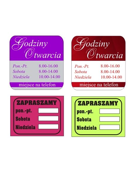 Naklejka Informacyjna Drziw Godzinami Otwarcia Grafiką
