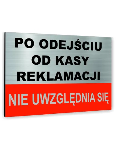 Znak Tablica Informacyjna Dibond – Po Odejściu od Kasy