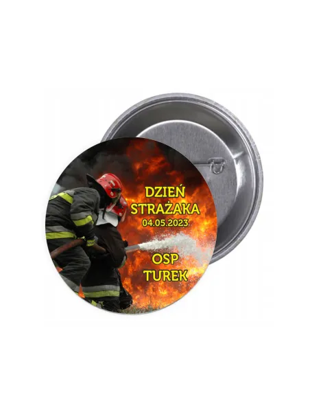 Przypinki Buttony Dzień Strażaka Znaczki Badziki z Grafiką