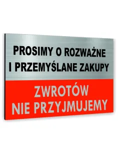 Znak Tablica Informacyjna Dibond Prosimy Rozważne Zakupy