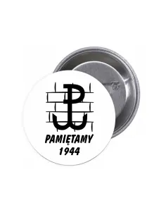 Przypinki Buttony Polska Walcząca Pamiętamy 1944 Znaczki