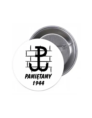 Przypinki Buttony Polska Walcząca Pamiętamy 1944 Znaczki