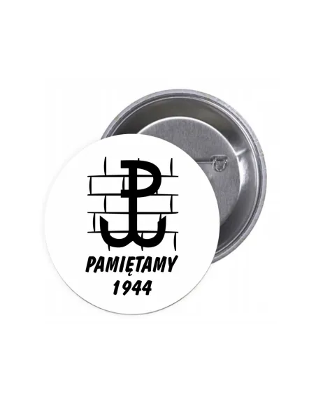 Przypinki Buttony Polska Walcząca Pamiętamy 1944 Znaczki