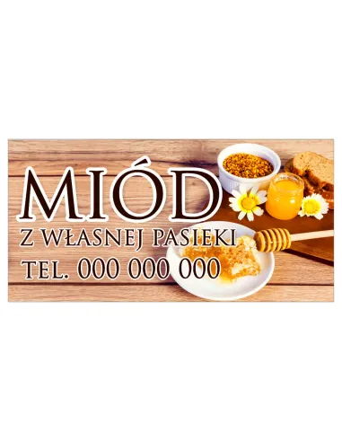 Szyld Reklamowy Reklama 100x50 cm Miód z Własnej Pasieki