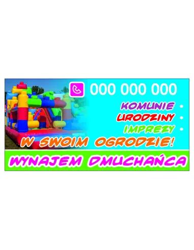 Szyld Reklamowy – Reklama 100x50 cm Wynajem Dmuchańca