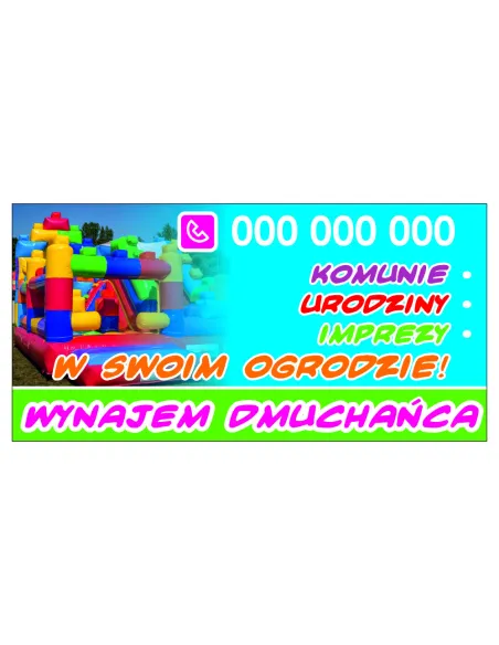 Szyld Reklamowy – Reklama 100x50 cm Wynajem Dmuchańca