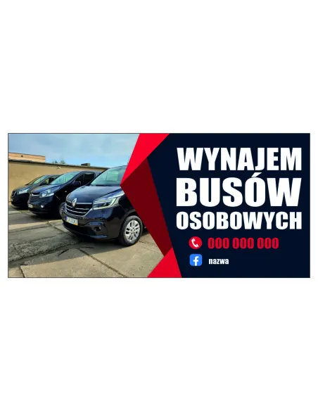 Naklejka Auto Reklamowa 50x100cm Wynajem Busów – Na Auto